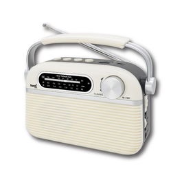 SAMI Radio Vintage Crema AC/DC 3 Bandas con Bluetooth, USB y Micrófono