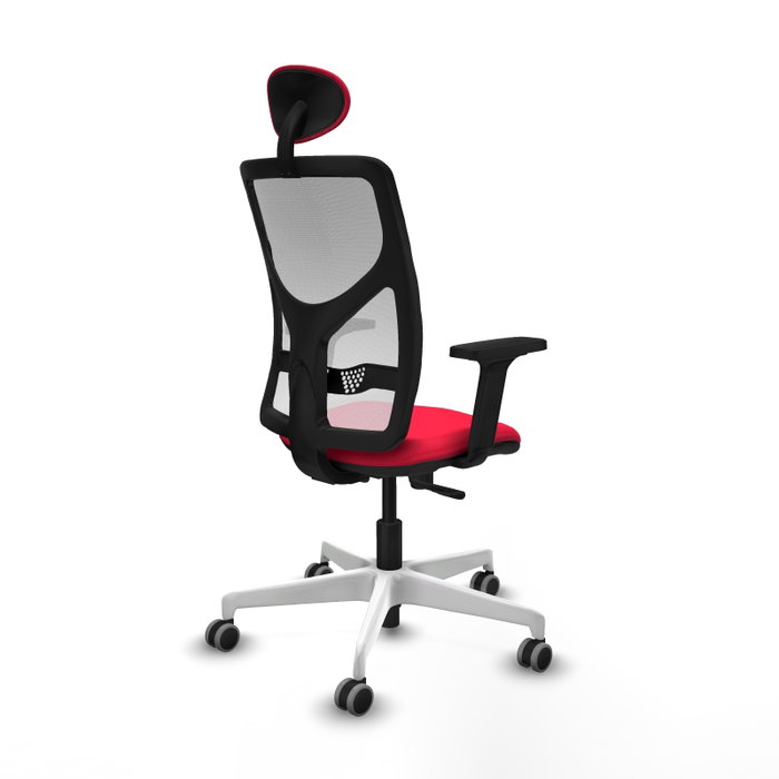 PIQUERAS Y CRESPO Silla de oficina Motilla Roja con Malla Blanca