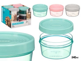 LEKNES Juego de 24 Botes Plásticos Redondos de 450 ml con Tapas Surtidas