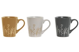 DKD Home Decor Set de Tazas Botanico de Gres 360ml