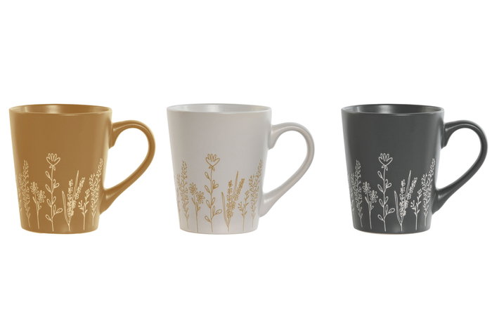 DKD Home Decor Set de Tazas Botanico de Gres 360ml DKD Home Decor Set de Tazas Botanico de Gres 360ml