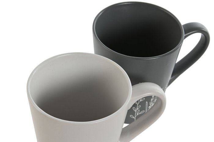 DKD Home Decor Set de Tazas Botanico de Gres 360ml DKD Home Decor Set de Tazas Botanico de Gres 360ml