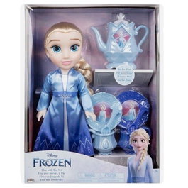 JAKKS PACIFIC Disney Frozen - Muñeca Elsa de 38cm, Juego de Té, Personaje de Disney, Juguete para Niñas