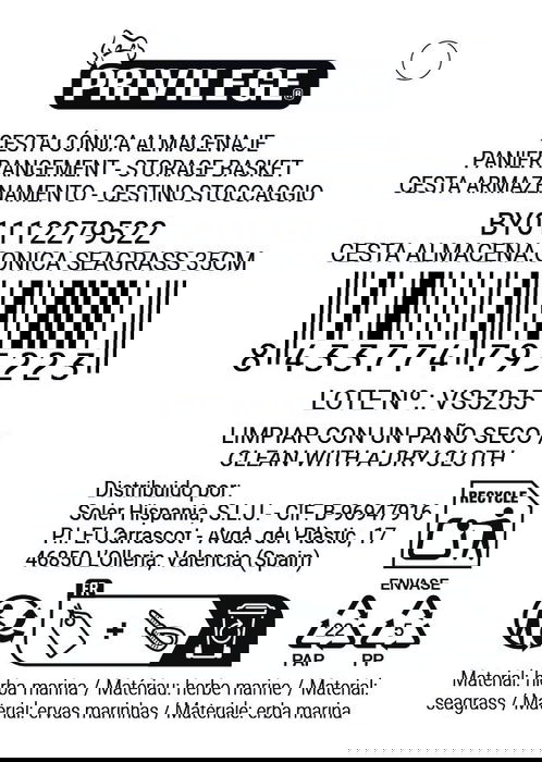 Inde Cesta Cónica de Seagrass para Almacenamiento, 35 cm (6 Unidades)
