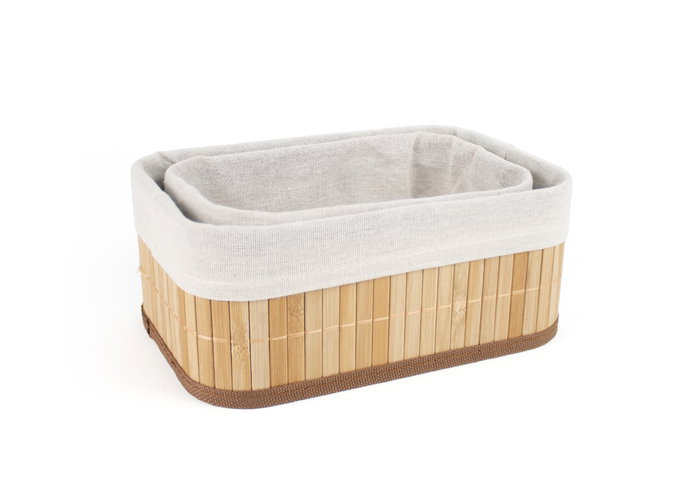 Confortime Set 2 Cestas de Ordenación de Bambú Natural, Medidas M: 23.5x16x9.5 cm y S: 20 cm (12 Unidades)