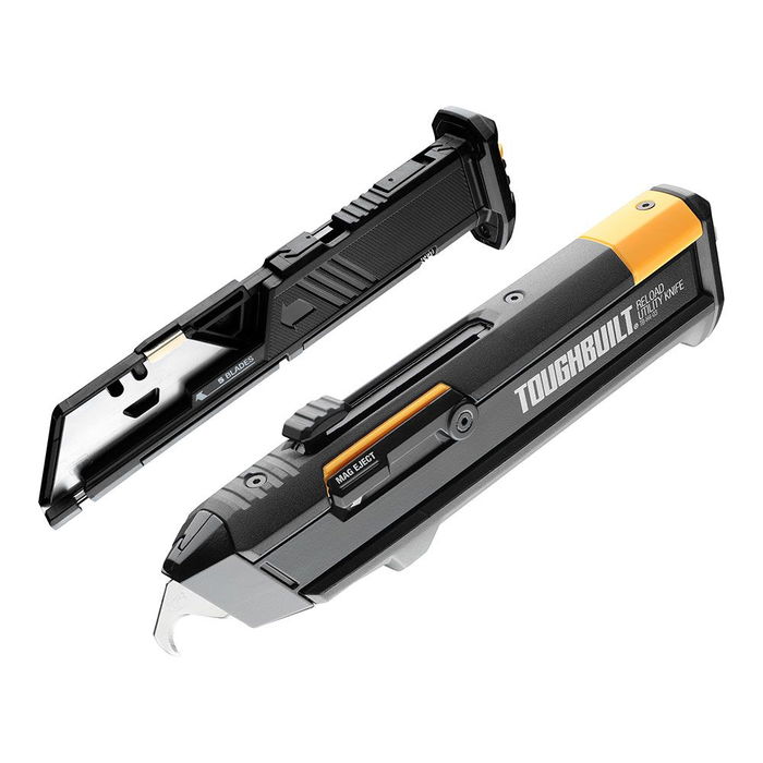 Toughbuilt Cúter Recargable TB-H4S2-03 con 5+5 Hojas, Cuchilla Multiuso y Gancho