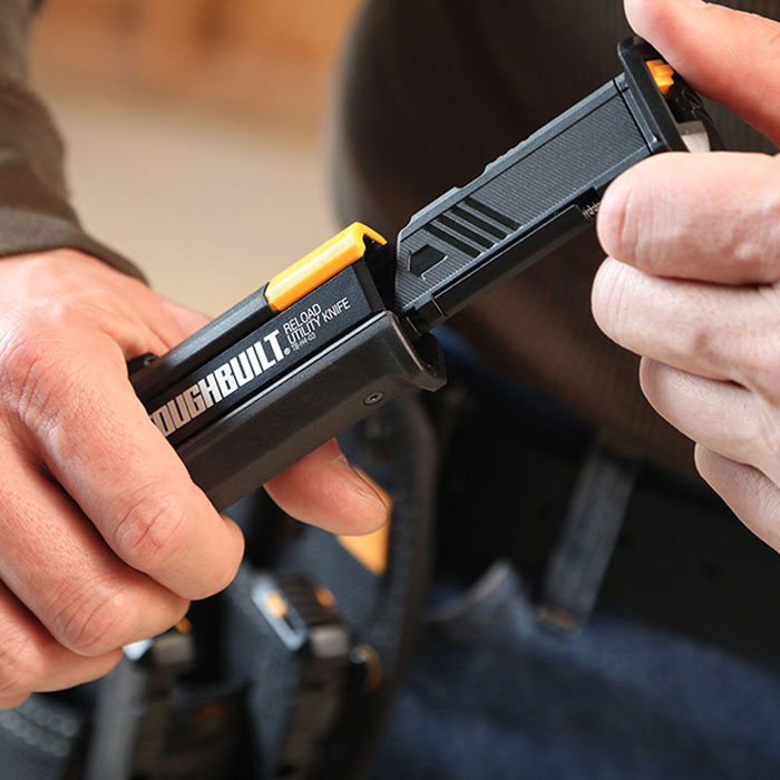 Toughbuilt Cúter Recargable TB-H4S2-03 con 5+5 Hojas, Cuchilla Multiuso y Gancho