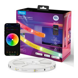 Govee Tira de Luz LED Inteligente H612A, Wi-Fi/Bluetooth, 5 Metros, Blanco, Control por Voz, Compatible con Alexa y Google Assistant, Multi-color
