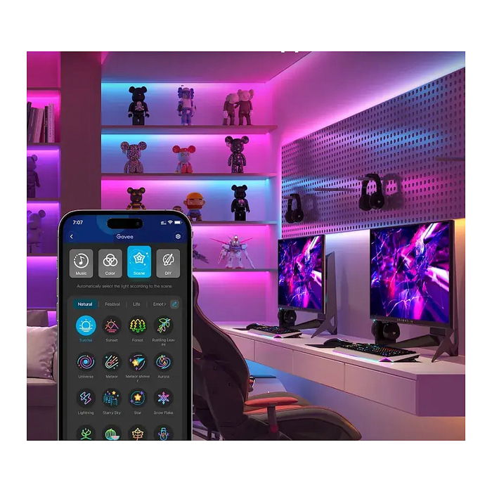 Govee Tira de Luz LED Inteligente H612A, Wi-Fi/Bluetooth, 5 Metros, Blanco, Control por Voz, Compatible con Alexa y Google Assistant, Multi-color