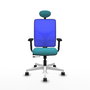 PIQUERAS Y CRESPO Silla de oficina Motilla con mecanismo Sincro/Traslack, Tela Turquesa y Malla Azul