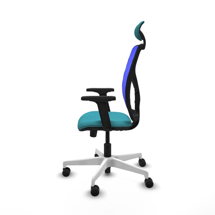 PIQUERAS Y CRESPO Silla de oficina Motilla con mecanismo Sincro/Traslack, Tela Turquesa y Malla Azul PIQUERAS Y CRESPO Silla de oficina Motilla con mecanismo Sincro/Traslack, Tela Turquesa y Malla Azul