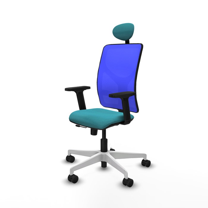 PIQUERAS Y CRESPO Silla de oficina Motilla con mecanismo Sincro/Traslack, Tela Turquesa y Malla Azul PIQUERAS Y CRESPO Silla de oficina Motilla con mecanismo Sincro/Traslack, Tela Turquesa y Malla Azul