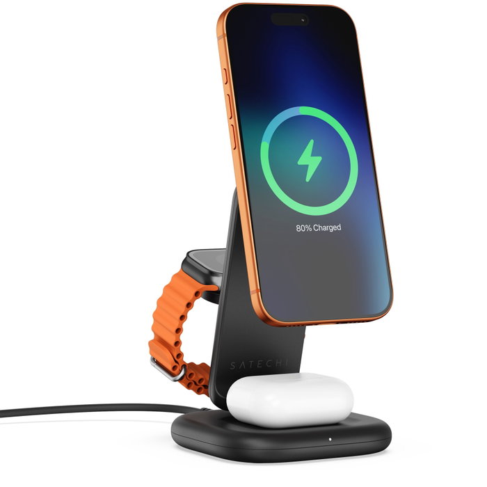 Satechi 3-in-1 Foldable Qi2 Charging Stand V2 Black Satechi 3-in-1 Foldable Qi2 Charging Stand V2 Black