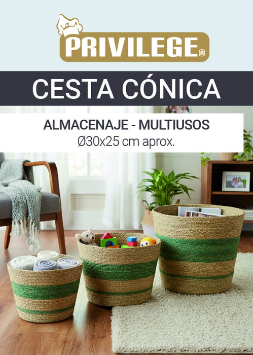 Inde Cesta Cónica Seagrass 30 cm (24 Unidades)