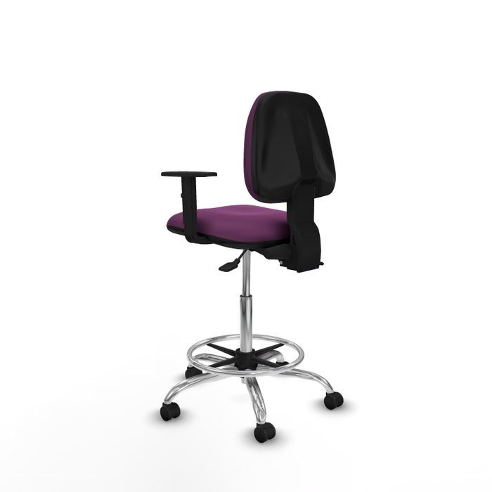 PIQUERAS Y CRESPO Taburete Isso AS similpiel morado con brazos y base cromada PIQUERAS Y CRESPO Taburete Isso AS similpiel morado con brazos y base cromada