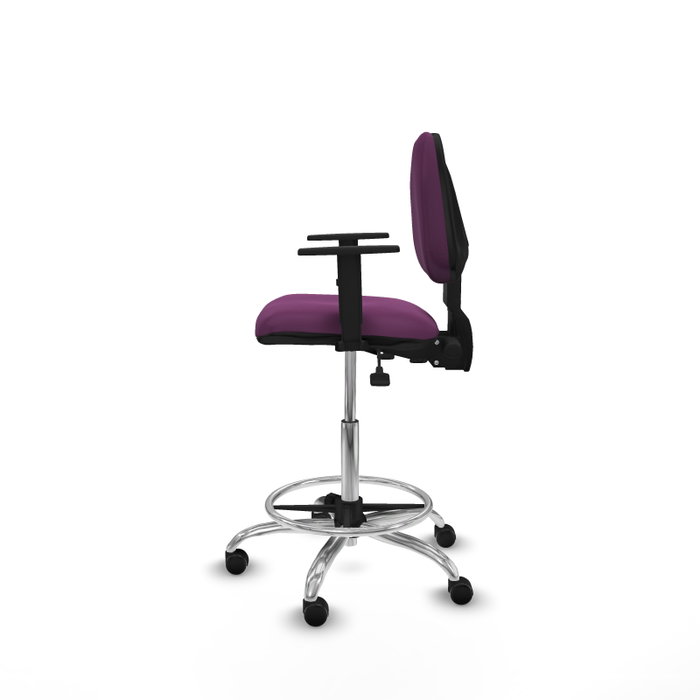 PIQUERAS Y CRESPO Taburete Isso AS similpiel morado con brazos y base cromada PIQUERAS Y CRESPO Taburete Isso AS similpiel morado con brazos y base cromada