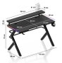 Mesa de Escritorio Gaming Huzaro HZ-Hero 5.0 RGB Negro Acero Fibra de carbono 116 x 69,5 x 59 cm