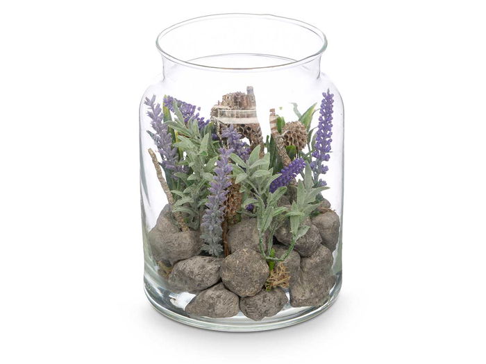 Ibergarden Tarro Cristal Lavanda 12 cm x 17 cm x 12 cm (Set de 12)