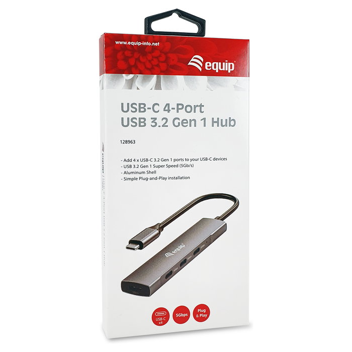 Equip Hub USB-C 128963 con 4 puertos USB 3.2 Gen 1 Equip Hub USB-C 128963 con 4 puertos USB 3.2 Gen 1