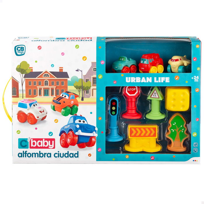 C BABY Alfombra Ciudad 144x99cm para niños de 2 años en adelante con accesorios