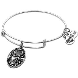 Alex And Ani Pulsera de Metal Gris Ajustable