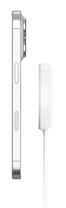 Belkin WIA011kqWH Base de Carga Rápida Inalámbrica Qi2 y MagSafe de 15W, Compatible con iPhone, Cargador Interno con Cable USB-C 2 m, Color Blanco