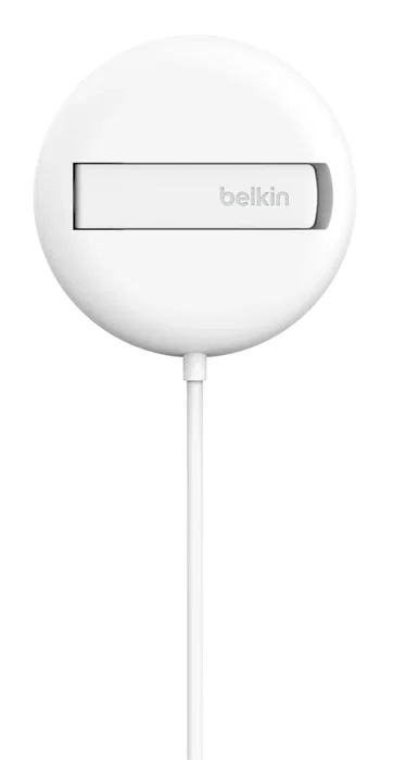 Belkin WIA011kqWH Base de Carga Rápida Inalámbrica Qi2 y MagSafe de 15W, Compatible con iPhone, Cargador Interno con Cable USB-C 2 m, Color Blanco