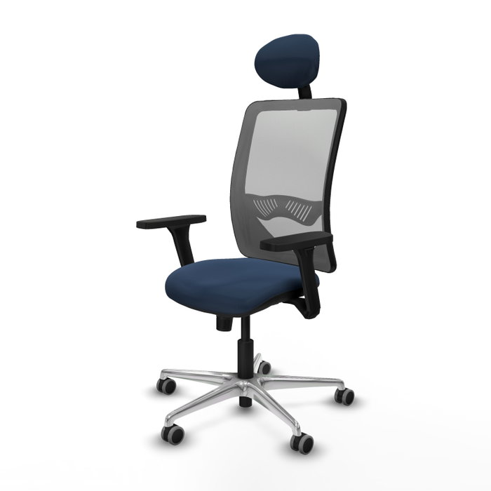 PIQUERAS Y CRESPO Silla de oficina Zulema con mecanismo Sincro, Azul marino y Gris