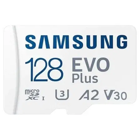 Samsung Tarjeta de Memoria EVO Plus 2023 128GB microSDXC Clase 10 A2 V30 con Adaptador 160MB/s MB-MC128SA/EU Samsung Tarjeta de Memoria EVO Plus 2023 128GB microSDXC Clase 10 A2 V30 con Adaptador 160MB/s MB-MC128SA/EU