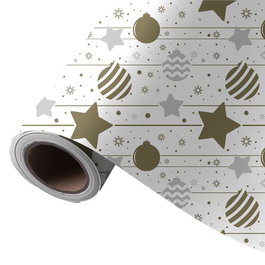 WONDER WRAPPER Papel de Regalo Bobina Navidad Estrellas Oro 62 cm x 85 m