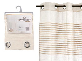 Giftdecor Cortina Rayas Plegadas Beige 140 x 260 cm (Set de 6)