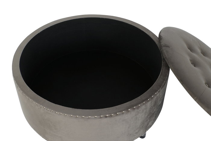 DKD Home Decor Puf Descalzadora con Tapa Gris y Plateado DKD Home Decor Puf Descalzadora con Tapa Gris y Plateado