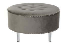 DKD Home Decor Puf Descalzadora con Tapa Gris y Plateado