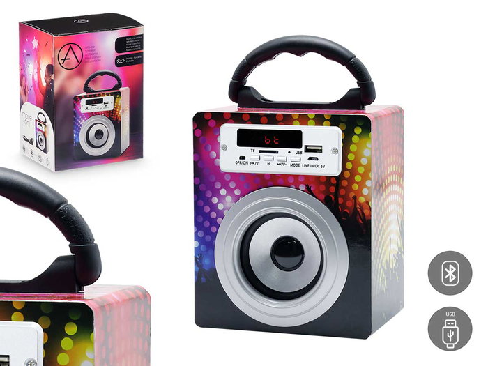 Altavoz Bluetooth Arte Regal Negro 13.5 x 21.5 x 9.7 cm con Bluetooth 5.0 y Batería Incluida (Set de 6) Altavoz Bluetooth Arte Regal Negro 13.5 x 21.5 x 9.7 cm con Bluetooth 5.0 y Batería Incluida (Set de 6)