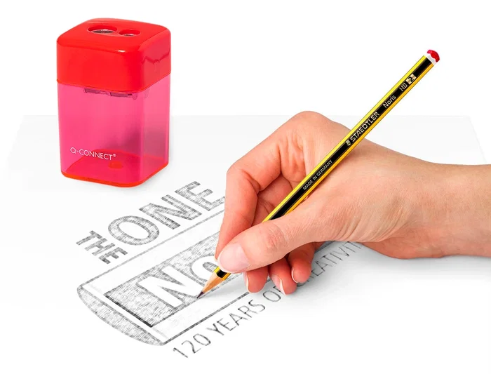 Q-connect Sacapuntas Metálico 2 Usos con Depósito para Virutas