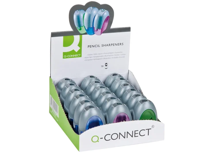 Q-connect Sacapuntas Metálico 2 Usos con Depósito para Virutas