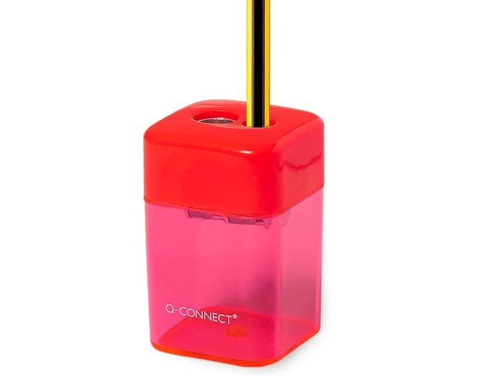 Q-connect Sacapuntas Metálico 2 Usos con Depósito para Virutas