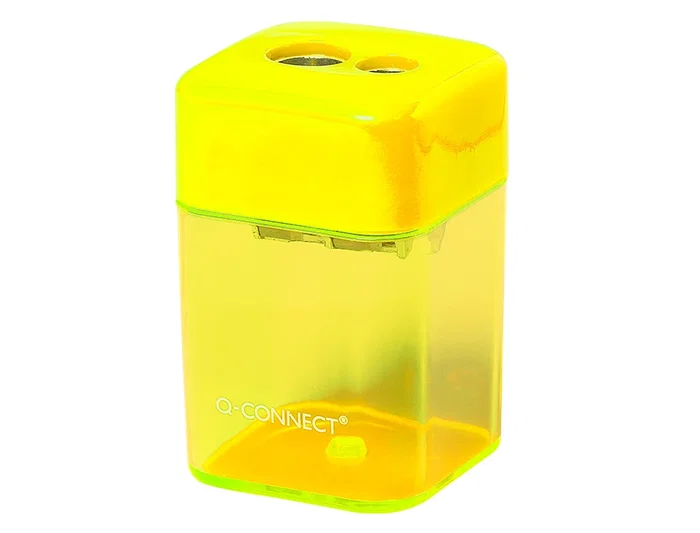 Q-connect Sacapuntas Metálico 2 Usos con Depósito para Virutas