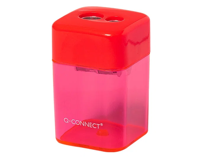 Q-connect Sacapuntas Metálico 2 Usos con Depósito para Virutas