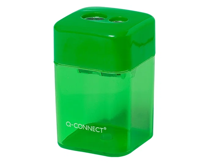 Q-connect Sacapuntas Metálico 2 Usos con Depósito para Virutas