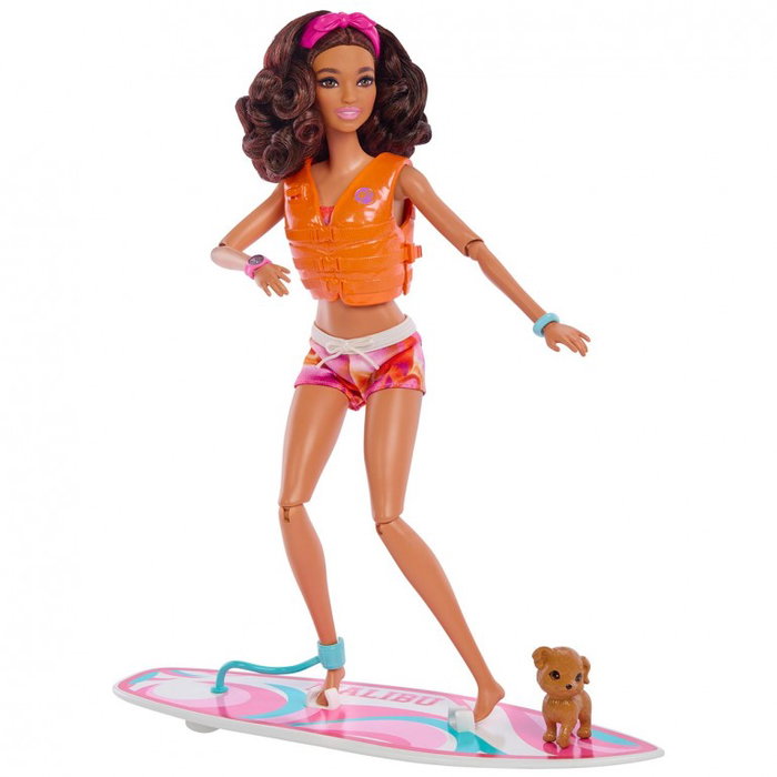 Mattel Muñeca Barbie The Movie Surf HPL69 con Tabla de Surf y Accesorios para Niños y Niñas +3 Años