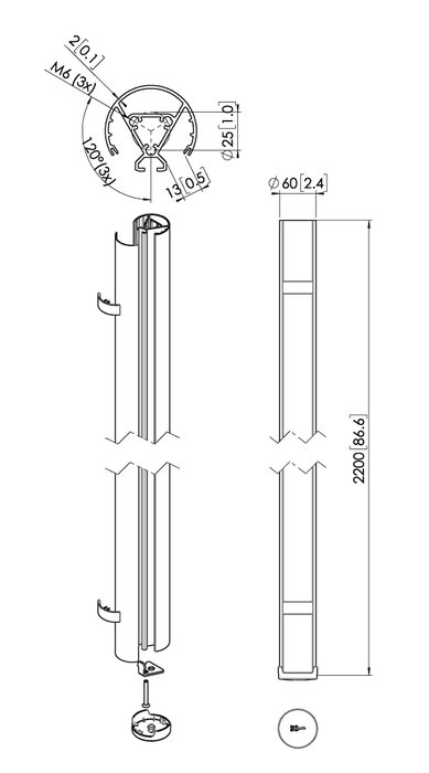 Vogel's PUC 2422B Tubo Connect-it 220cm Negro