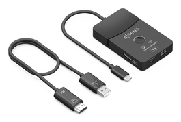 AISENS Docking USB-C Hub con HDMI Inalámbrico 1080p@60Hz y por Cable 4K@60Hz, 30m Alcance, Modelo ASWL-H2K30M002-BK - 2xUSB-C, 1xUSB-A, 1xUSB-C PD 100W, Negro