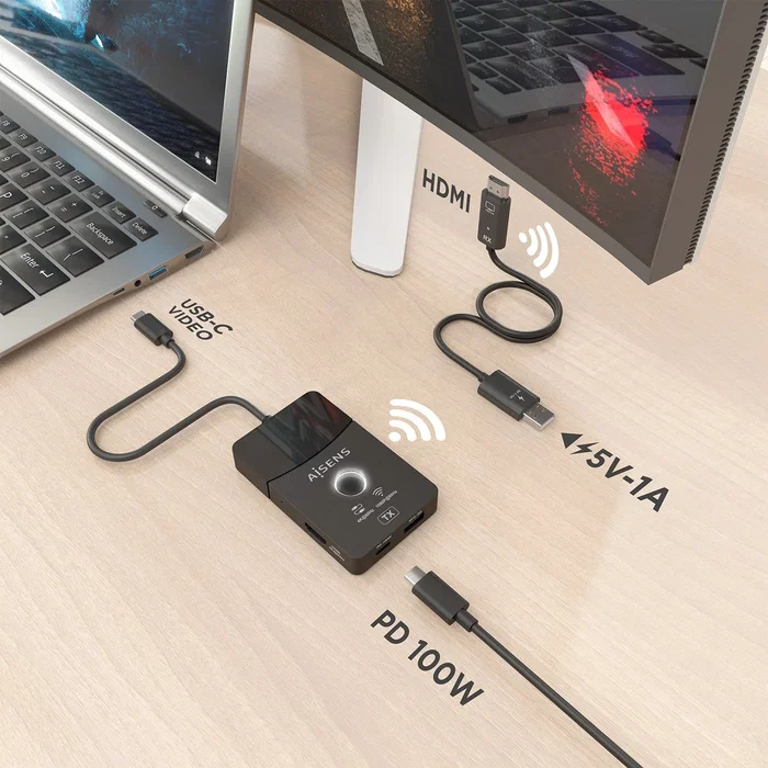 Aisens Docking USB-C a HDMI Inalámbrico y Alámbrico ASWL-H2KDC30M05-BK Negro Aisens Docking USB-C a HDMI Inalámbrico y Alámbrico ASWL-H2KDC30M05-BK Negro