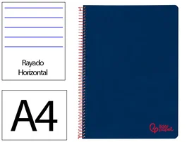 Liderpapel Cuaderno Espiral A4 Wonder Azul Marino 80 Hojas 90g