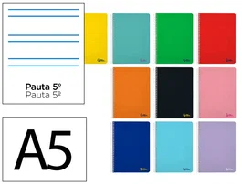 Liderpapel Cuaderno Espiral A5 Smart Tapa Blanda 80 Hojas 75gr Rayado Montessori 5mm Colores Surtidos