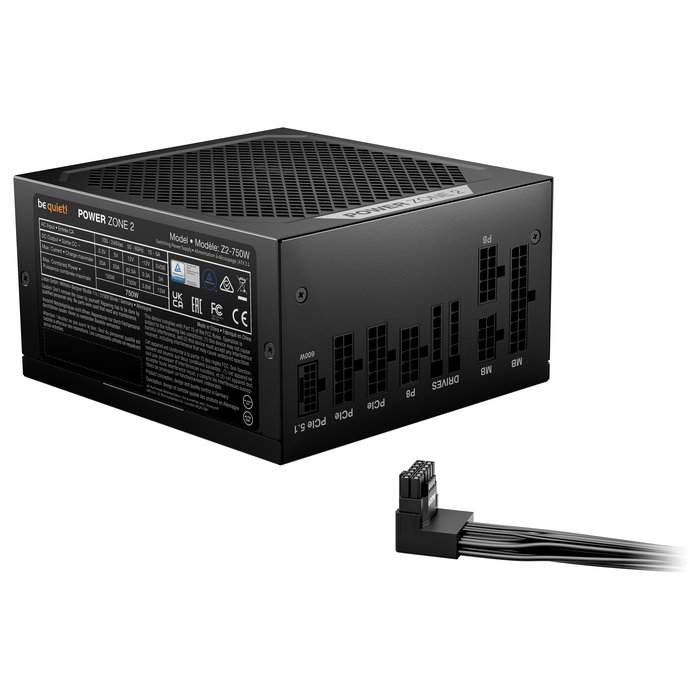 Be Quiet! Power Zone 2 750W Fuente de Alimentación ATX 3.1, 80 PLUS Platinum, 750 W, Certificación 80 PLUS Platinum, Totalmente Modular, Negro