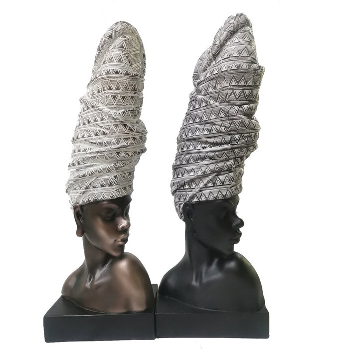 DKD Home Decor Figura de Resina Africana Negra y Cobriza Surtida