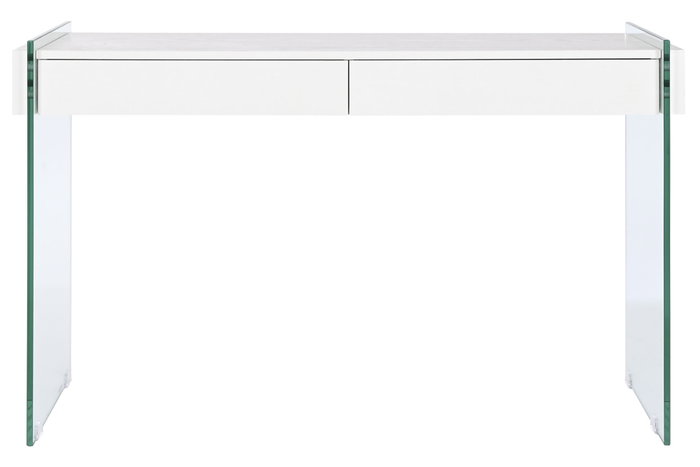 DKD Home Decor Consola Moderna de 2 Cajones, Blanco y Transparente