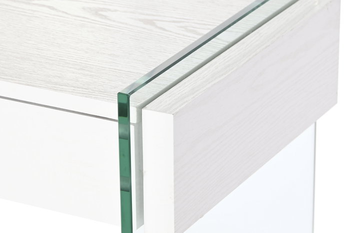 DKD Home Decor Consola Moderna de 2 Cajones, Blanco y Transparente